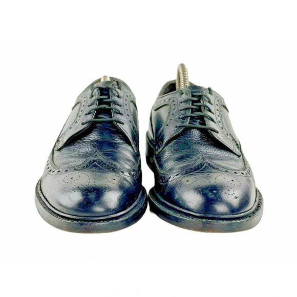 Weyenberg‎ Mens Black Round Toe Lace Up Comfort Wingtip Dress Shoes 7.5 - Picture 2 of 8